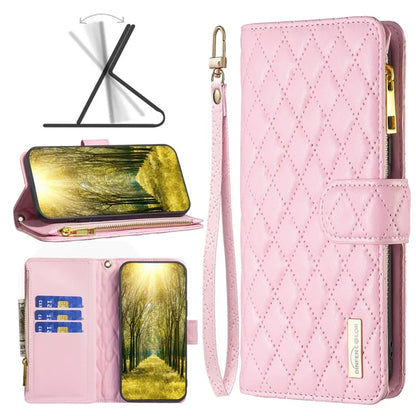 BINFEN COLOR BF Style-15 For Samsung Galaxy A35 5G Case Zipper Pocket Phone Stand Cover