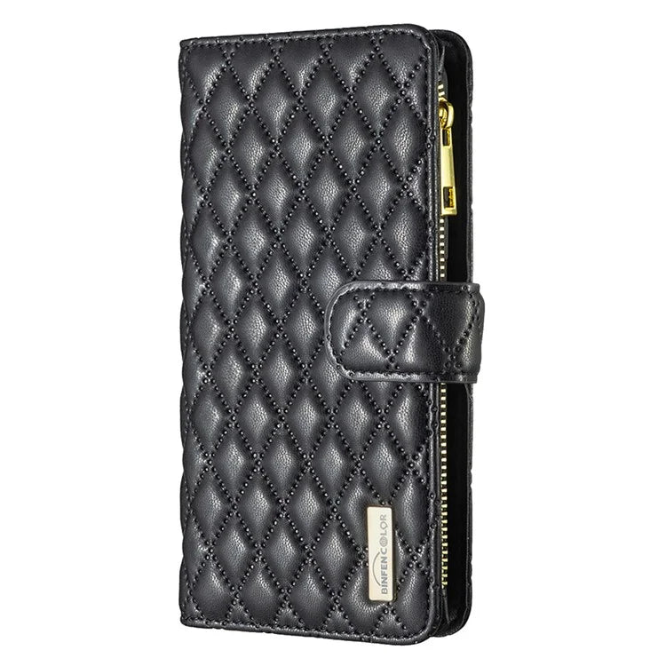 BINFEN COLOR BF Style-15 For Samsung Galaxy A35 5G Case Zipper Pocket Phone Stand Cover