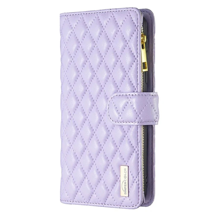 BINFEN COLOR BF Style-15 For Samsung Galaxy A35 5G Case Zipper Pocket Phone Stand Cover