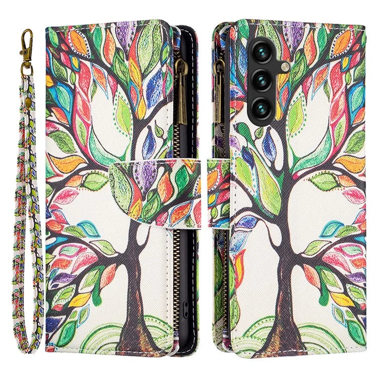 BF03 For Samsung Galaxy A35 5G Leather Case Zipper Wallet Phone Stand Cover