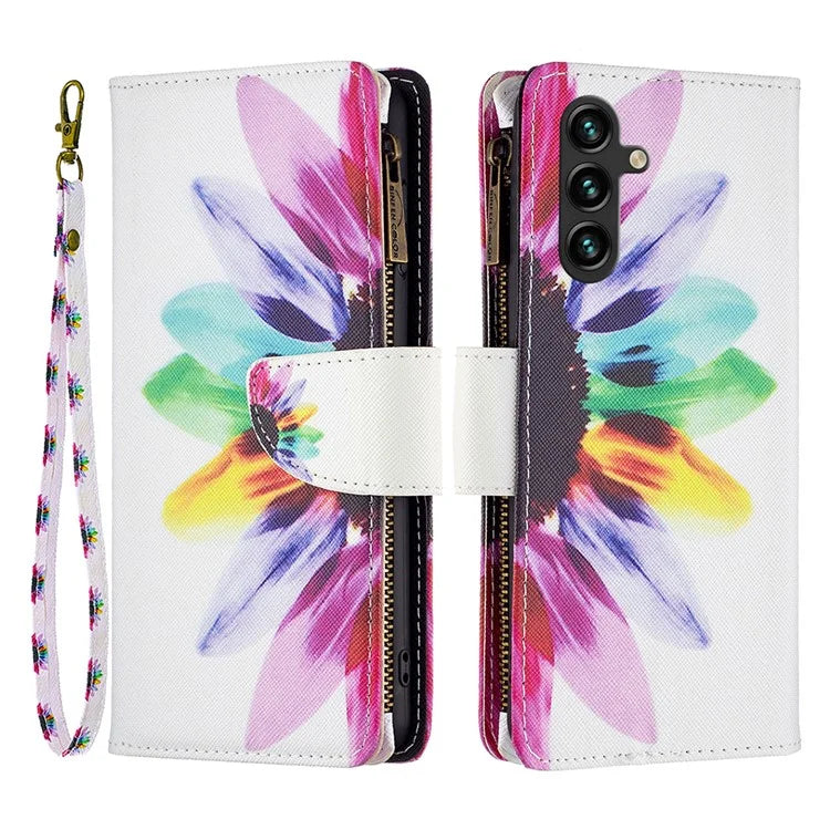 BF03 For Samsung Galaxy A35 5G Leather Case Zipper Wallet Phone Stand Cover