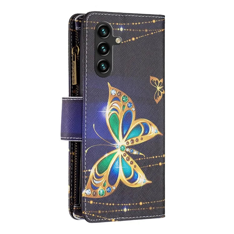 BF03 For Samsung Galaxy A35 5G Leather Case Zipper Wallet Phone Stand Cover