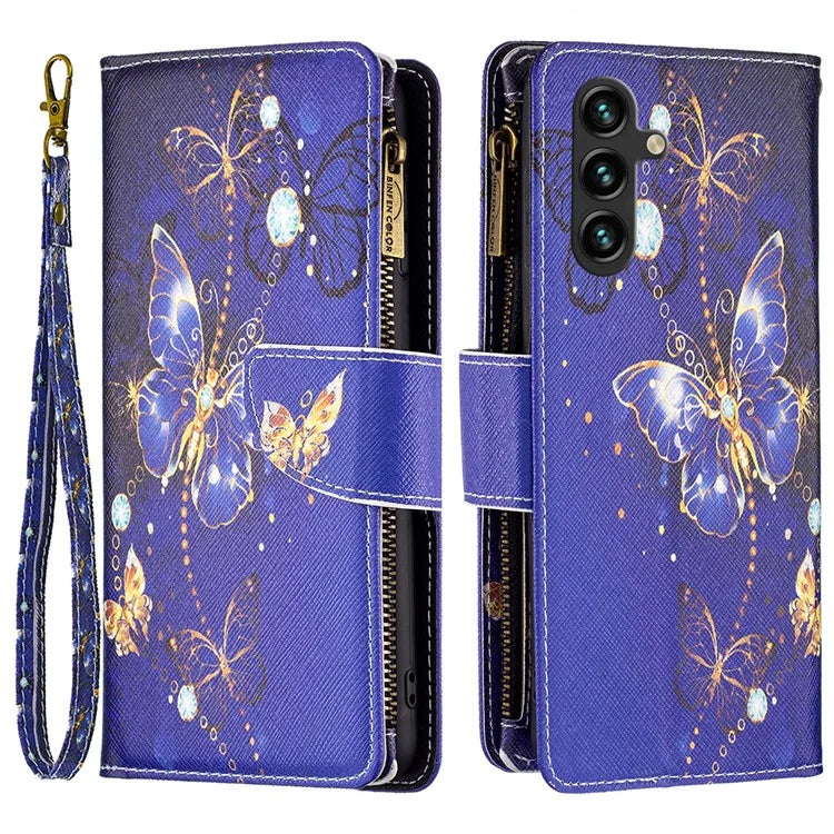 BF03 For Samsung Galaxy A35 5G Leather Case Zipper Wallet Phone Stand Cover