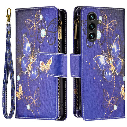 BF03 For Samsung Galaxy A35 5G Leather Case Zipper Wallet Phone Stand Cover