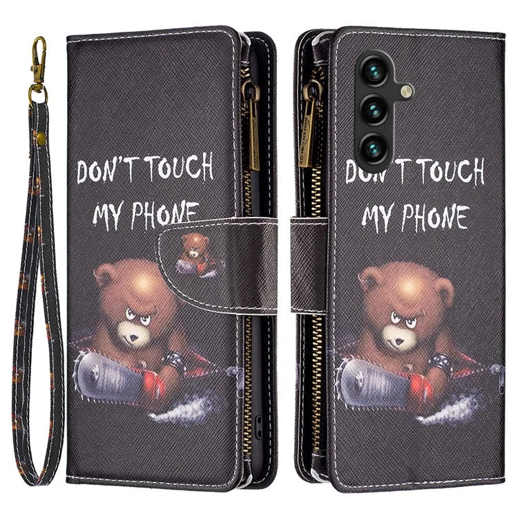 BF03 For Samsung Galaxy A35 5G Leather Case Zipper Wallet Phone Stand Cover