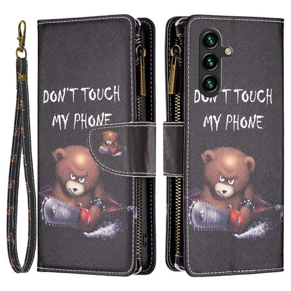 BF03 For Samsung Galaxy A35 5G Leather Case Zipper Wallet Phone Stand Cover