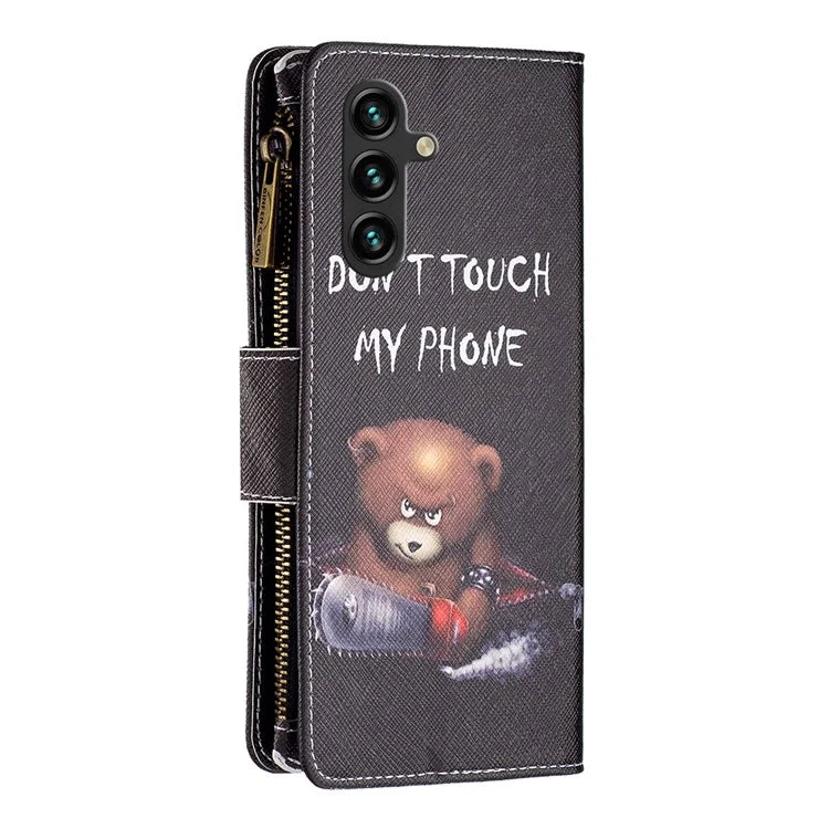 BF03 For Samsung Galaxy A35 5G Leather Case Zipper Wallet Phone Stand Cover