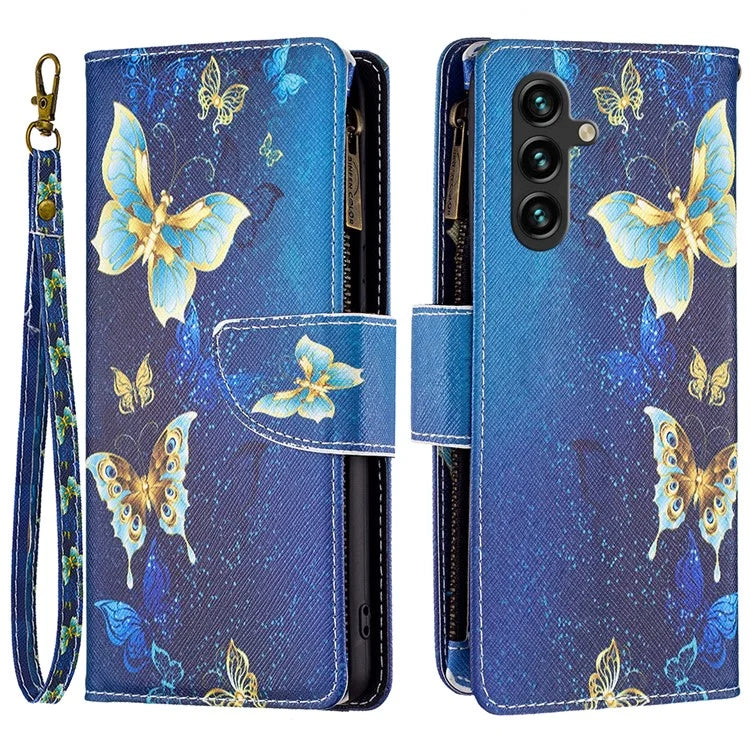 BF03 For Samsung Galaxy A35 5G Leather Case Zipper Wallet Phone Stand Cover