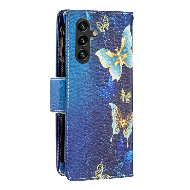 BF03 For Samsung Galaxy A35 5G Leather Case Zipper Wallet Phone Stand Cover