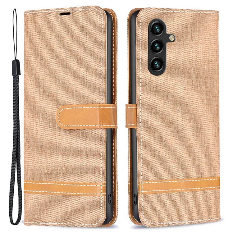 For Samsung Galaxy A35 5G Case Jeans Cloth Splicing PU Leather Wallet Cover