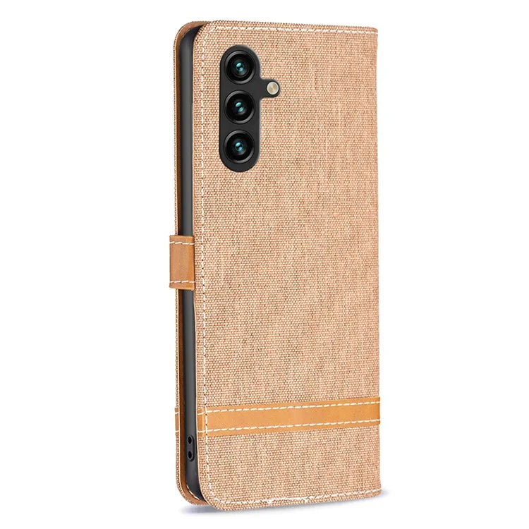 For Samsung Galaxy A35 5G Case Jeans Cloth Splicing PU Leather Wallet Cover