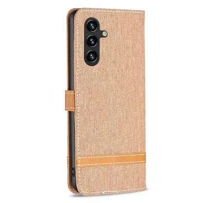 For Samsung Galaxy A35 5G Case Jeans Cloth Splicing PU Leather Wallet Cover