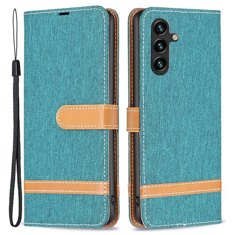 For Samsung Galaxy A35 5G Case Jeans Cloth Splicing PU Leather Wallet Cover