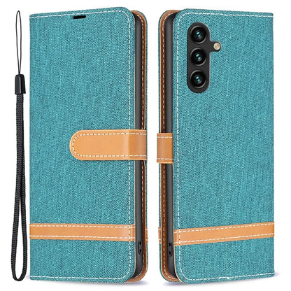 For Samsung Galaxy A35 5G Case Jeans Cloth Splicing PU Leather Wallet Cover