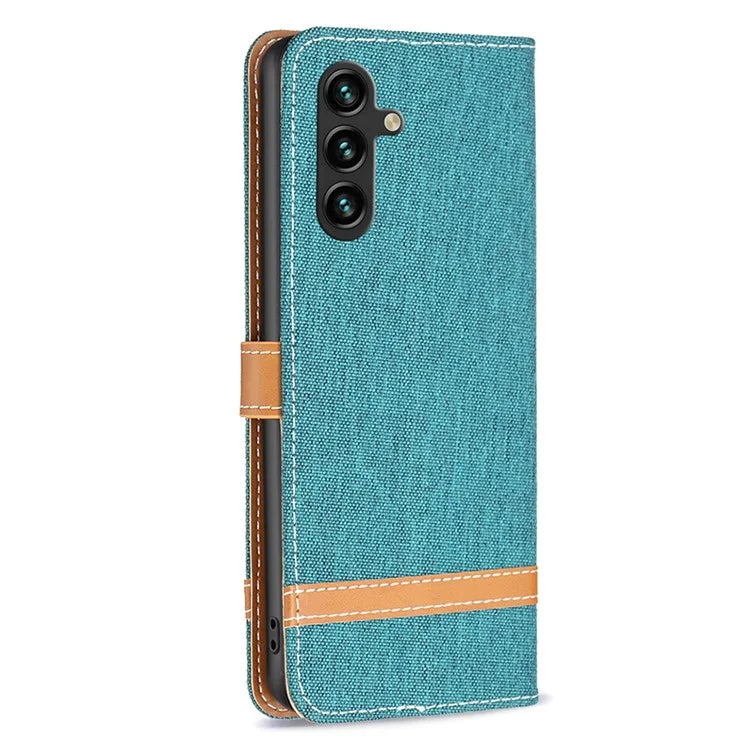 For Samsung Galaxy A35 5G Case Jeans Cloth Splicing PU Leather Wallet Cover