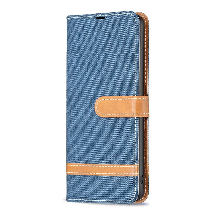 For Samsung Galaxy A35 5G Case Jeans Cloth Splicing PU Leather Wallet Cover