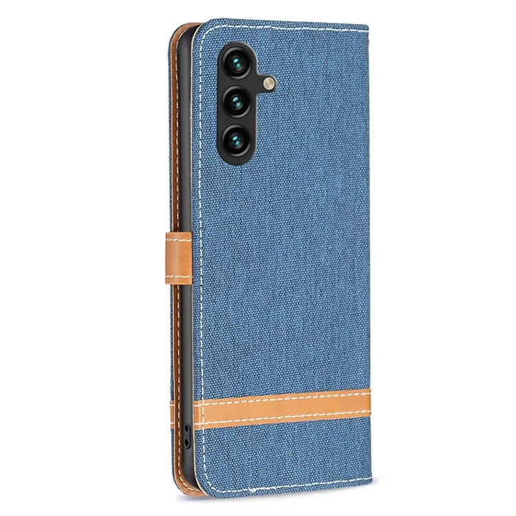 For Samsung Galaxy A35 5G Case Jeans Cloth Splicing PU Leather Wallet Cover