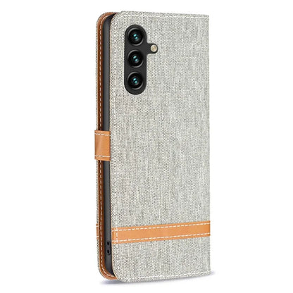 For Samsung Galaxy A35 5G Case Jeans Cloth Splicing PU Leather Wallet Cover