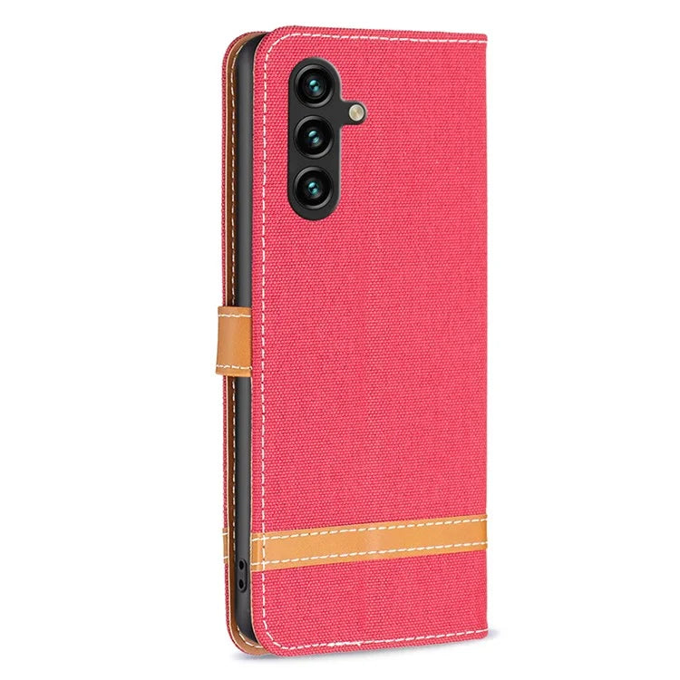 For Samsung Galaxy A35 5G Case Jeans Cloth Splicing PU Leather Wallet Cover