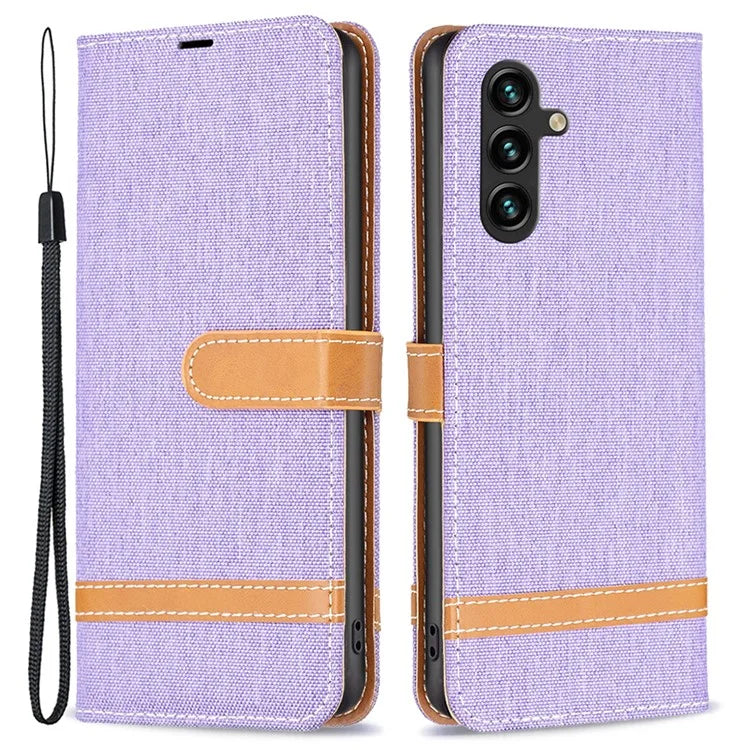 For Samsung Galaxy A35 5G Case Jeans Cloth Splicing PU Leather Wallet Cover