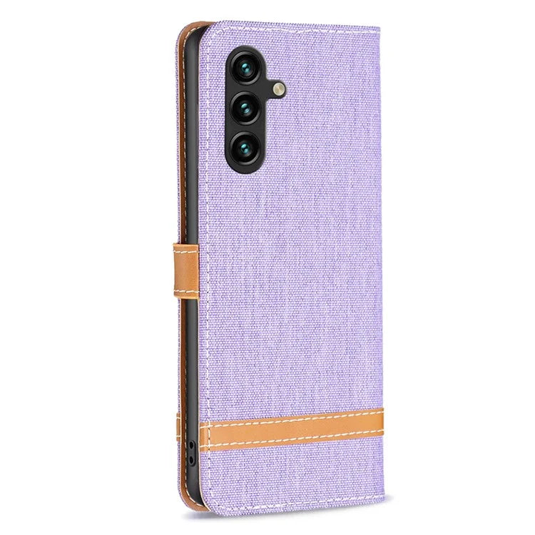 For Samsung Galaxy A35 5G Case Jeans Cloth Splicing PU Leather Wallet Cover