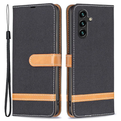 For Samsung Galaxy A35 5G Case Jeans Cloth Splicing PU Leather Wallet Cover