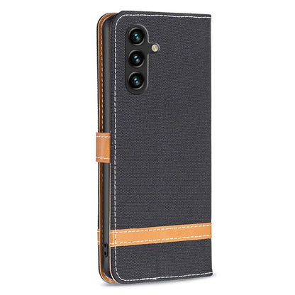 For Samsung Galaxy A35 5G Case Jeans Cloth Splicing PU Leather Wallet Cover