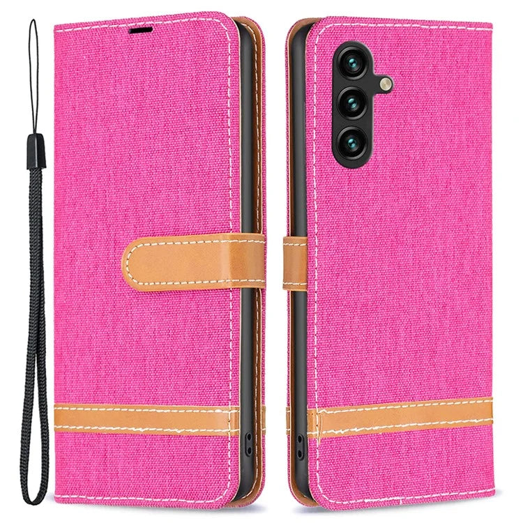 For Samsung Galaxy A35 5G Case Jeans Cloth Splicing PU Leather Wallet Cover