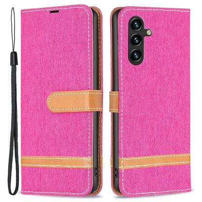 For Samsung Galaxy A35 5G Case Jeans Cloth Splicing PU Leather Wallet Cover