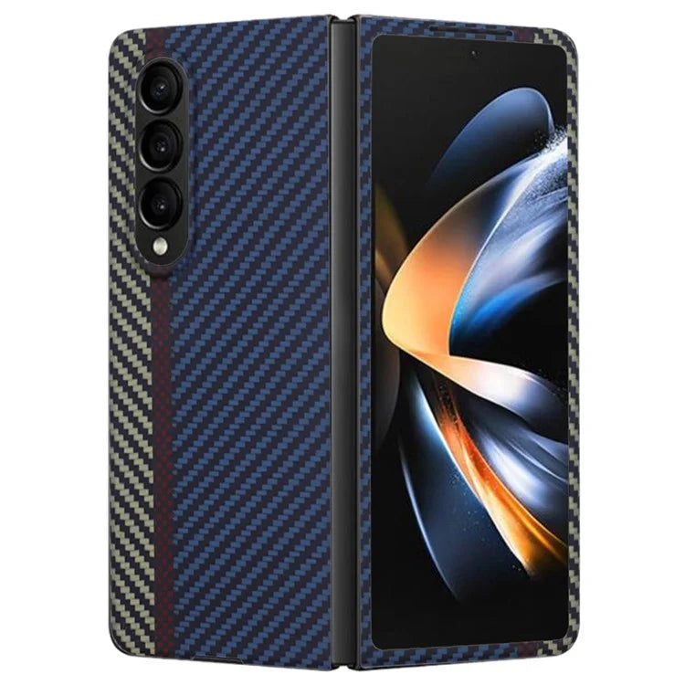 For Samsung Galaxy Z Fold4 5G Case 3-Color Design Aramid Fiber Phone Shell with Big Lens Cutouts