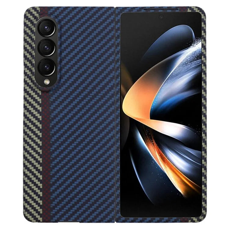For Samsung Galaxy Z Fold4 5G Case 3-Color Design Aramid Fiber Phone Shell with Big Lens Cutouts