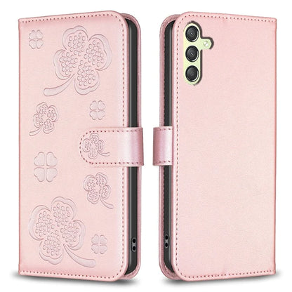 For Samsung Galaxy S22 5G Wallet Case PU Leather Clover Imprinted Flip Phone Cover