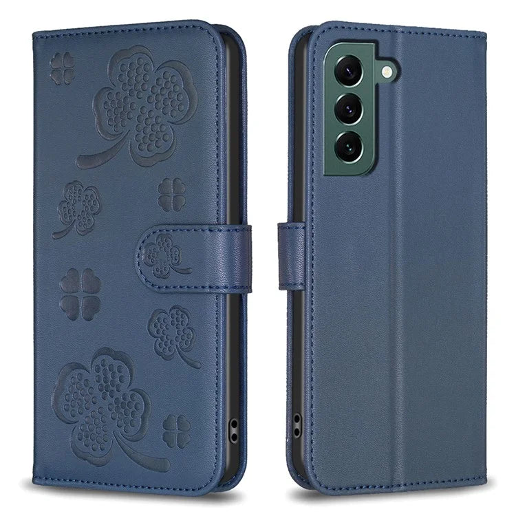 For Samsung Galaxy S22+ 5G Leather Case Clover Pattern Wallet Stand Phone Cover