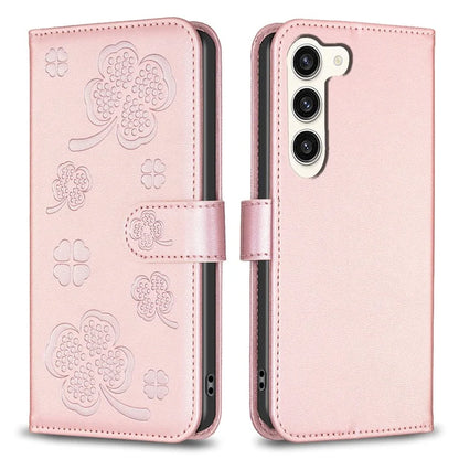 For Samsung Galaxy S24+ Leather Wallet Case Clover Pattern Magnetic Closure Phone Cover