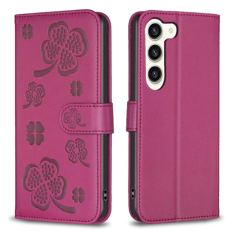 For Samsung Galaxy S24+ Leather Wallet Case Clover Pattern Magnetic Closure Phone Cover