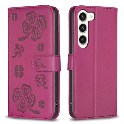 For Samsung Galaxy S24+ Leather Wallet Case Clover Pattern Magnetic Closure Phone Cover