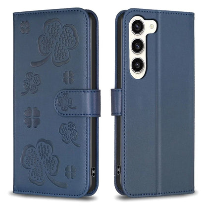 For Samsung Galaxy S24+ Leather Wallet Case Clover Pattern Magnetic Closure Phone Cover
