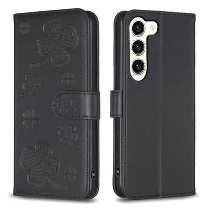 For Samsung Galaxy S24+ Leather Wallet Case Clover Pattern Magnetic Closure Phone Cover