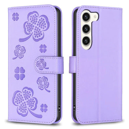 For Samsung Galaxy S24+ Leather Wallet Case Clover Pattern Magnetic Closure Phone Cover