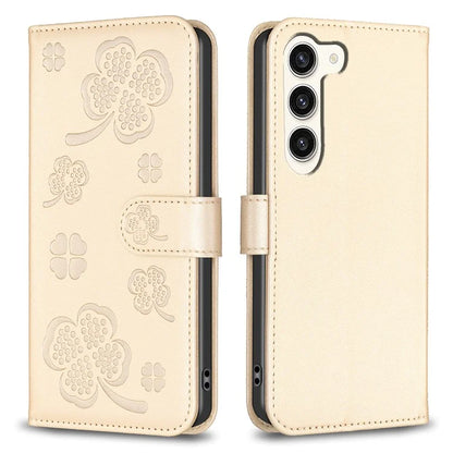 For Samsung Galaxy S24+ Leather Wallet Case Clover Pattern Magnetic Closure Phone Cover