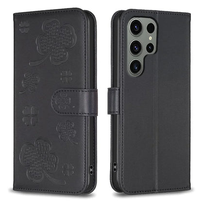 For Samsung Galaxy S23 Ultra Wallet Case Clover Pattern Flip PU Leather Phone Cover