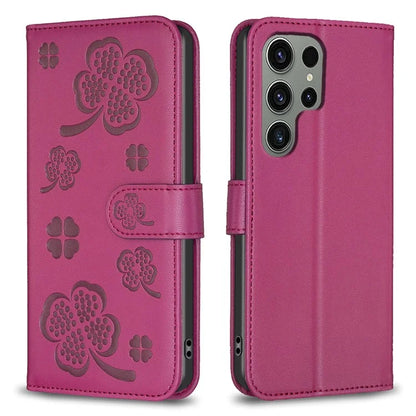 For Samsung Galaxy S23 Ultra Wallet Case Clover Pattern Flip PU Leather Phone Cover