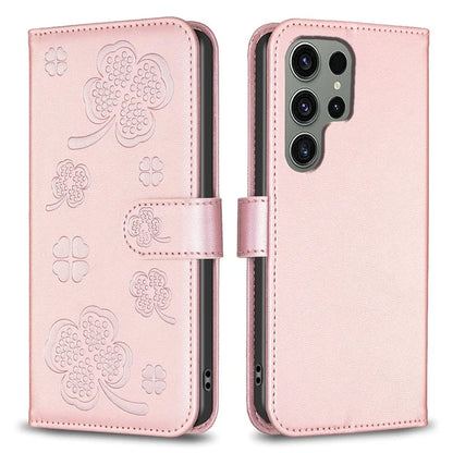 For Samsung Galaxy S23 Ultra Wallet Case Clover Pattern Flip PU Leather Phone Cover