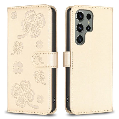 For Samsung Galaxy S23 Ultra Wallet Case Clover Pattern Flip PU Leather Phone Cover