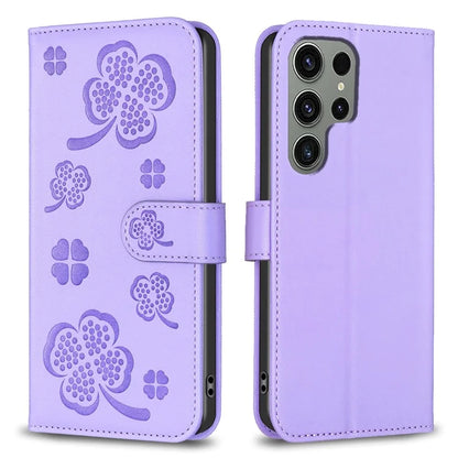 For Samsung Galaxy S23 Ultra Wallet Case Clover Pattern Flip PU Leather Phone Cover