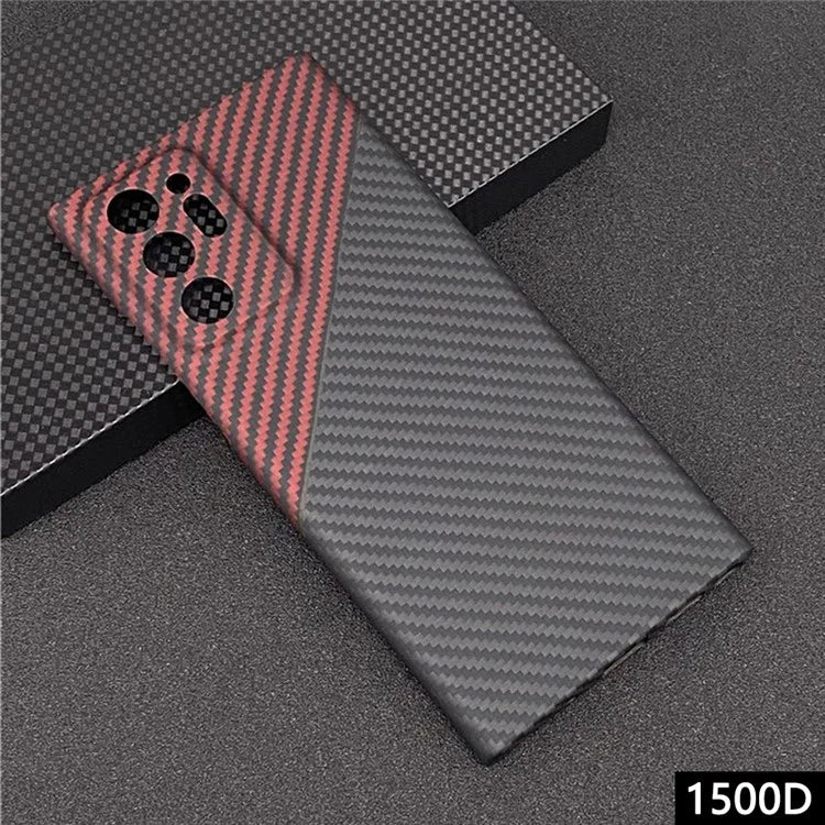 For Samsung Galaxy Note20 Ultra / Note20 Ultra 5G Case Big Lens Cutouts 1500D Coarse Texture Aramid Fiber Phone Cover, Black / Red