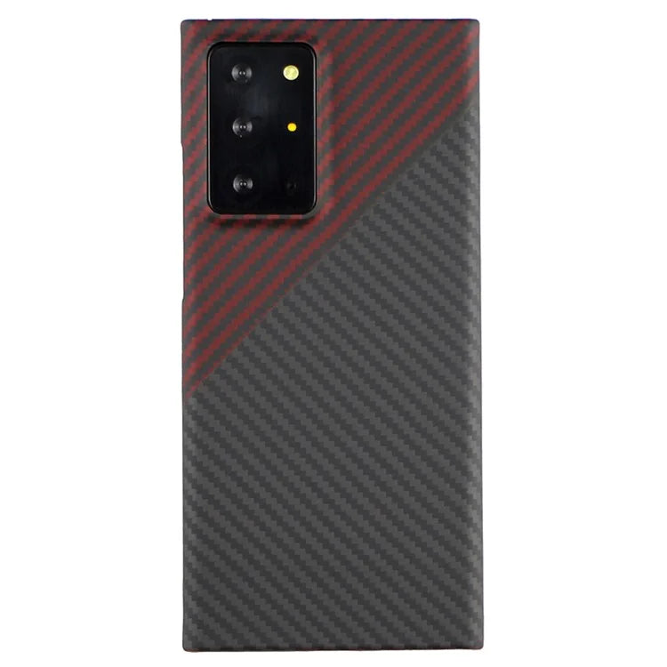 For Samsung Galaxy Note20 Ultra / Note20 Ultra 5G Case Big Lens Cutouts 1500D Coarse Texture Aramid Fiber Phone Cover, Black / Red