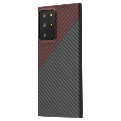 For Samsung Galaxy Note20 Ultra / Note20 Ultra 5G Case Big Lens Cutouts 1500D Coarse Texture Aramid Fiber Phone Cover, Black / Red