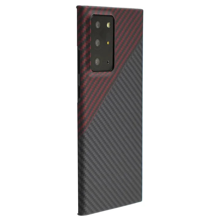For Samsung Galaxy Note20 Ultra / Note20 Ultra 5G Case Big Lens Cutouts 1500D Coarse Texture Aramid Fiber Phone Cover, Black / Red