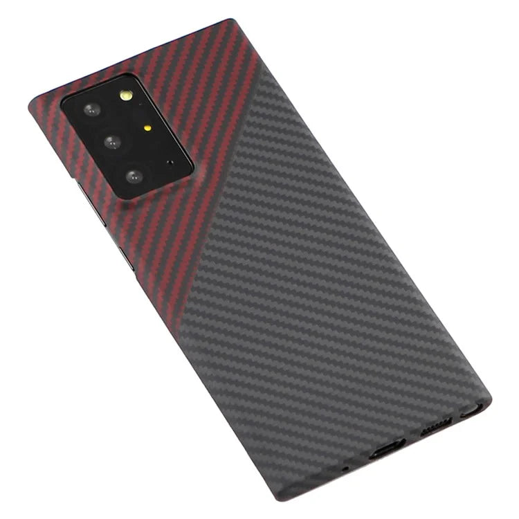 For Samsung Galaxy Note20 Ultra / Note20 Ultra 5G Case Big Lens Cutouts 1500D Coarse Texture Aramid Fiber Phone Cover, Black / Red